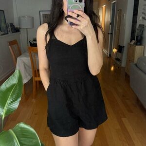 Black Linen Romper